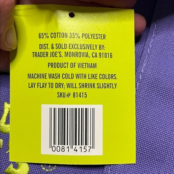 NWT Trader Joe’s Limited Edition Trick or Treat Purple Mini Canvas Tote Bag - Picture 5 of 6